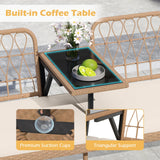 Tangkula Outdoor Loveseat with Built-in Coffee Table