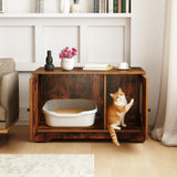 Tangkula Cat Litter Box Enclosure Furniture Indoor Wooden Cat House End Side Table Nightstand