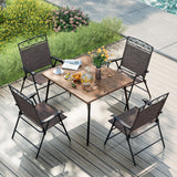 Tangkula Portable Folding Outdoor Dining Chairs with Armrests and Metal Frame