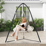 Tangkula 2-Person Hanging Hammock Chair, Boho Style Macrame Hammock Swing with Soft Cushions