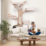 Tangkula Wall Mounted Cat Tree Furniture with 4 Padded Platforms