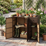 Tangkula Rattan Outdoor Storage Cabinet