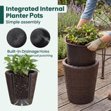 Tangkula 2-Set Plastic Rattan Planters