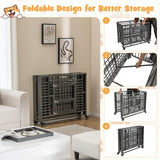 Tangkula Foldable Dog Crate, 3-Door Heavy Duty Dog Kennel with Removable Crate Tray