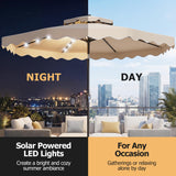 Tangkula 9.5/10.5 FT Solar Patio Umbrella with 24 LED Lights
