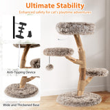 Tangkula Solid Wood Cat Tree with Scratching Posts