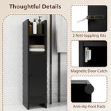 Tangkula Small Bathroom Storage Cabinet Narrow Slim Corner Floor Cabinet with Adjustable Shelf & 2 Open Shelves