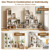 Tangkula 10 Shelves Bookshelf, L Shaped Freestanding Ladder Corner Bookshelf