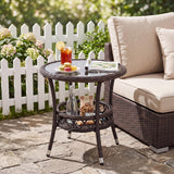 Tangkula Outdoor Rattan Side Table with Metal Frame (1/2)