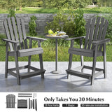 Tangkula Outdoor Bar Stool, HDPE Tall Adirondack Chair with Armrest & Footrest