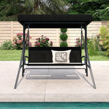 Tangkula 3-Person Wicker Porch Swing Outdoor Swing with Rattan Seat & Back