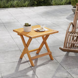 Tangkula Outdoor Folding Side Table with X-Shaped Legs & Slatted Tabletop