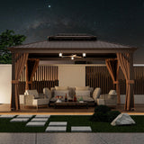Tangkula 12x16 Ft Hardtop Gazebo, Double-Roof Patio Gazebo with Galvanized Steel Roof, Permanent Pavilion Gazebo