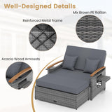 Tangkula Patio Rattan Daybed with 4-Level Adjustable Backrest