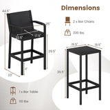Tangkula 3 Pieces Patio Bar Set for Garden