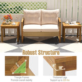 Tangkula 3 Piece Teak Wood Bistro Set, Outdoor Conversation Set with 2 Folding Chairs & Square Side Table