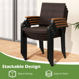Tangkula Stackable Patio Wicker Dining Chairs Set of 2/4