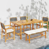 Tangkula 63" Acacia Wood Dining Table for 6 People