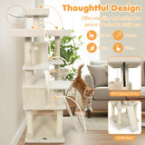 Tangkula 65 Inch Multi-Level Cat Tower with Sisal Scratching Posts & Board