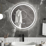 Tangkula LED Bathroom Mirror, Wall Mounted Round Mirror w/ 3-Color Dimmable Lights