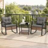 Tangkula 3-Piece Outdoor Rocking Chair Set for Garden