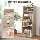 Tangkula 6 Tier Bookcase, Modern Bookshelf w/ 2 Adjustable Shelves & Flip-up Door, Wood Storage Cabinet with 5 Open Shelves