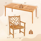 Tangkula 9 Pieces Patio Dining Table Set- Wood Rectangular Dining Table with 1.96” Umbrella Hole and 8 Chairs