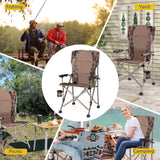 Tangkula Folding Camping Chair, Portable Camp Chair with Padded Seat, Cup Holder, Armrest, Heavy Duty Metal Frame