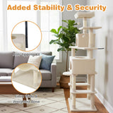 Tangkula Multi-level Cat Tree Modern Cat Tower with Upholstered Perch and 2 Cat Condo