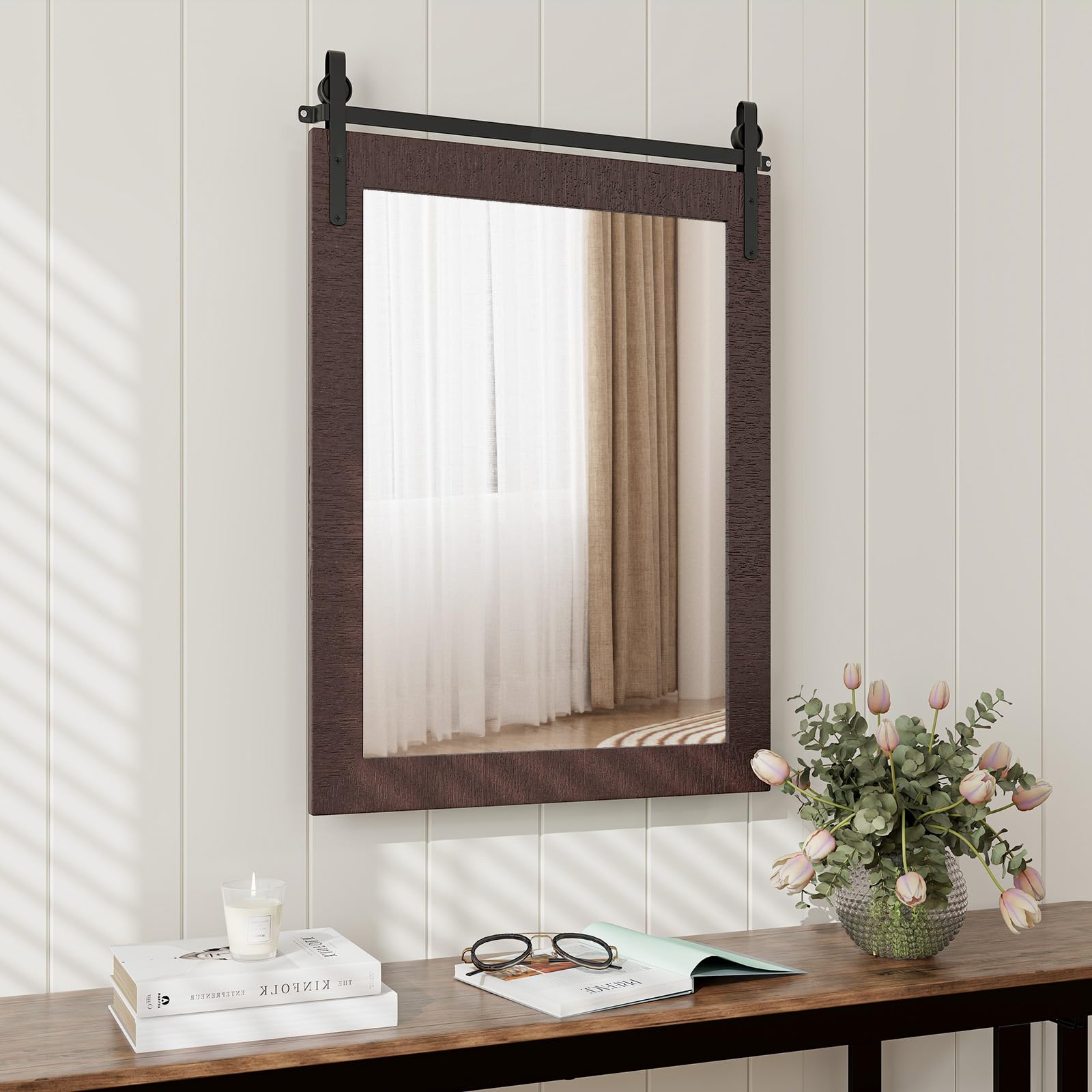 Farmhouse Wall Mirror, 22 x 30 inch - Tangkula