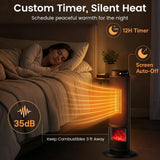 Tangkula 24” 1500W PTC Ceramic Tower Space Heater with 7-Color Flame | Adjustable Thermostat