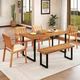 Tangkula 63" Acacia Wood Dining Table for 6 People