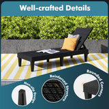 Tangkula Patio Lounge Chair with Cushion, Rattan Textured Chaise Lounger for Poolside, Backyard, Porch