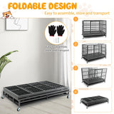 Tangkula Heavy-Duty Metal Dog Crate, Foldable Dog Kennel Crate with Lockable Wheels & Doors for Medium & Large Dogs