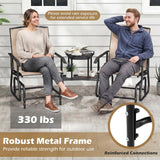 Tangkula 2-Seater Outdoor Glider Bench with 2-Tier Center Table