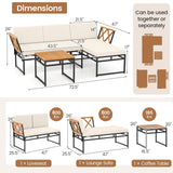Tangkula 3 Pieces L-Shaped Outdoor Furniture Set