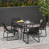 Tangkula 32-Inch Patio Dining Table for 4, Outdoor Dining Table w/Powder-Coated Metal Frame