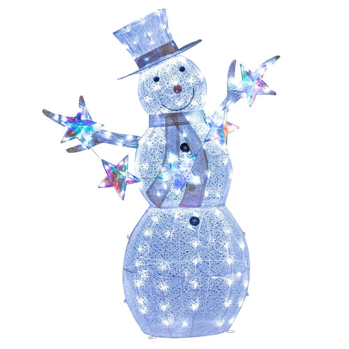 Tangkula 5 FT Christmas Lighted Snowman with Stars