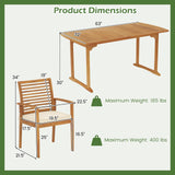 Tangkula 7 Piece Patio Acacia Wood Dining Set for 6 with Umbrella Hole & 6 Cushioned Armchairs