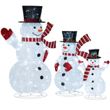 Tangkula 3-Piece Pre-Lit 3D Snowman Set with 270 LED Lights