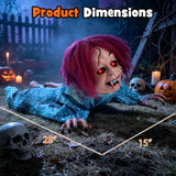 Tangkula 28" Halloween Animated Crawling Baby Doll with Glowing Eyes