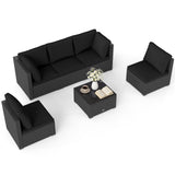 Tangkula 6 Pieces Patio Wicker Furniture Set for Backyard Garden