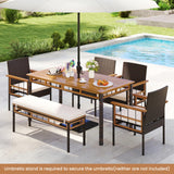 Tangkula Acacia Wood Wicker Patio Dining Chairs Set of 2/4