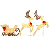Tangkula 3-Piece Christmas Lighted Reindeer & Sleigh Set
