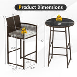 Tangkula 3 Piece Patio Bar Set for Backyard Poolside Porch