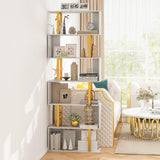 Tangkula 6-Tier Geometric Bookcase, 74.5-Inch S-Shaped Bookshelf with Metal Frame