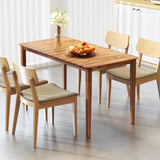 Tangkula Rectangular Outdoor Dining Table with Slatted Tabletop
