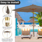 Tangkula 10FT Patio Umbrella, Outdoor Table Market Umbrella w/8 Wooden Ribs