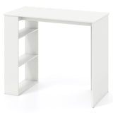 Tangkula Small White Desk with 3-Tier Bookshelf for Small Space