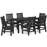 Tangkula 7 Pieces Patio Dining Set with 1.77” Umbrella Hole Wood-Like Surface